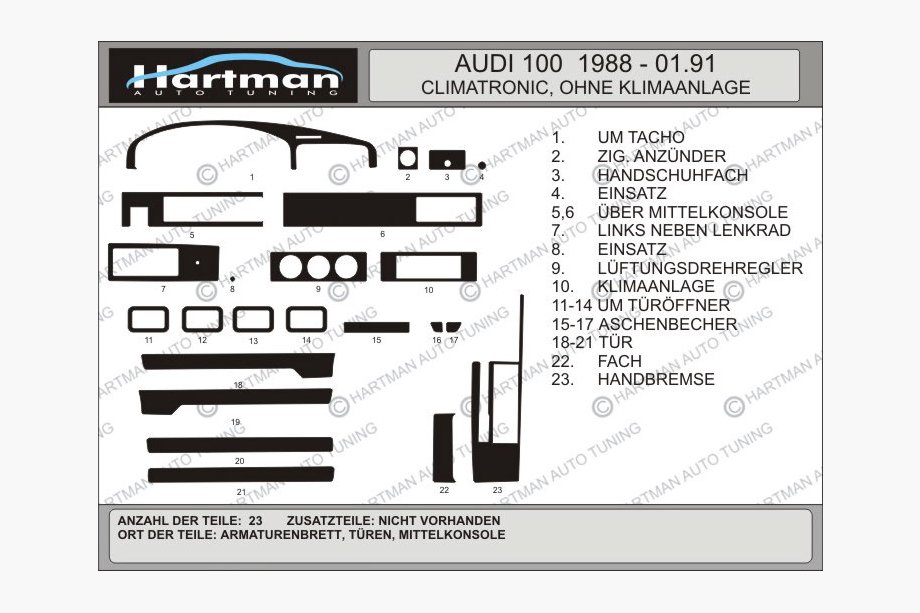 Audi 100 C3 1988-1991 Couvre tableau de bord (Hartman) Image