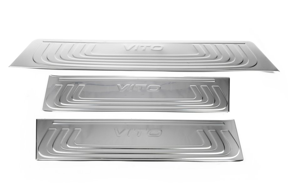 Mercedes Vito/V-class W447 2014- Seuils de porte intérieurs OmsaLine (3 pcs, inox) Image