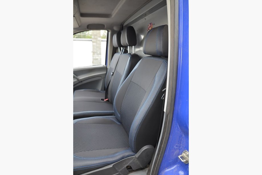 Mercedes Vito W639 2004-2014 Housses de Siège Auto (Similicuir+Tissu, Premium) 1+2, sièges de conduite à droite Photo 2