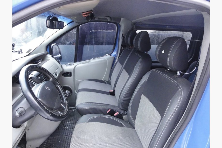 Renault Trafic 2001–2015 Housses de voiture (similicuir et tissu, Premium) Sièges avant 1↗1 et habitacle Photo 3