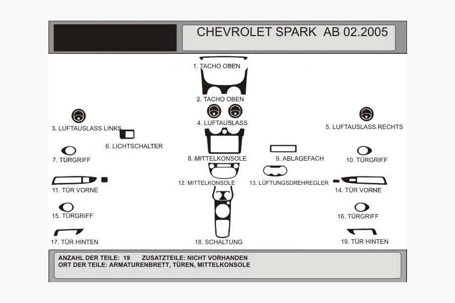Chevrolet Spark 2004-2009 Couvre tableau de bord (Hartman) Aluminium Image