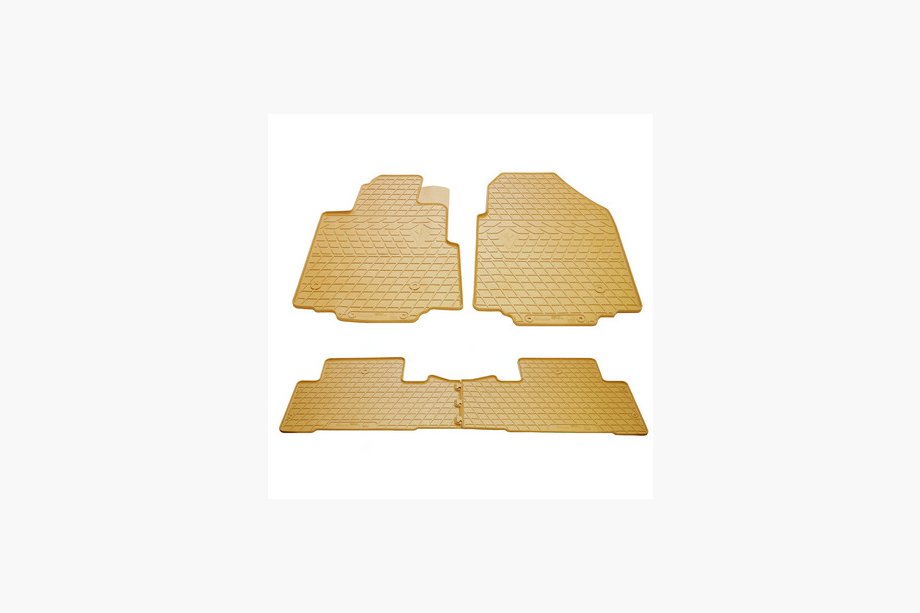 Honda Pilot 2008-2015 Tapis de sol en caoutchouc beige (4 pcs, Stingray Premium) Image