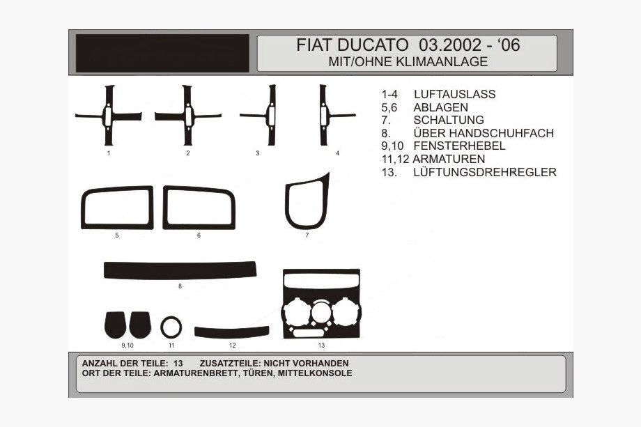 Fiat Ducato 1995-2006 Caches de tableau de bord (Modèle 2002-2006) Image