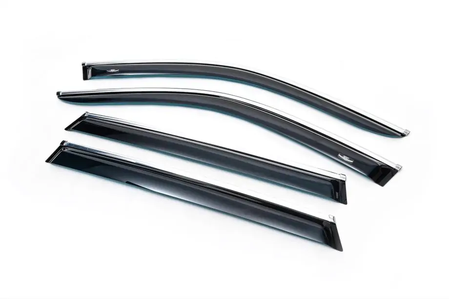 Mercedes S-class W221 2005-2013 Déflecteurs de vitres avec jonc chromé Long (4 pcs, HIC) Photo 1