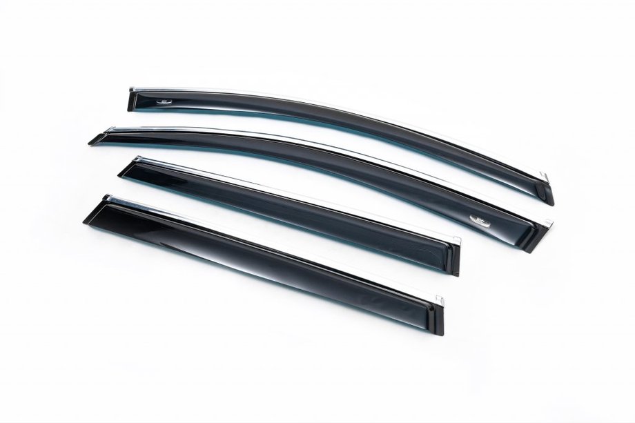 Volvo XC70 2007-2013 Déflecteurs de vitres avec moulure chromée (4 pcs, HIC) Image