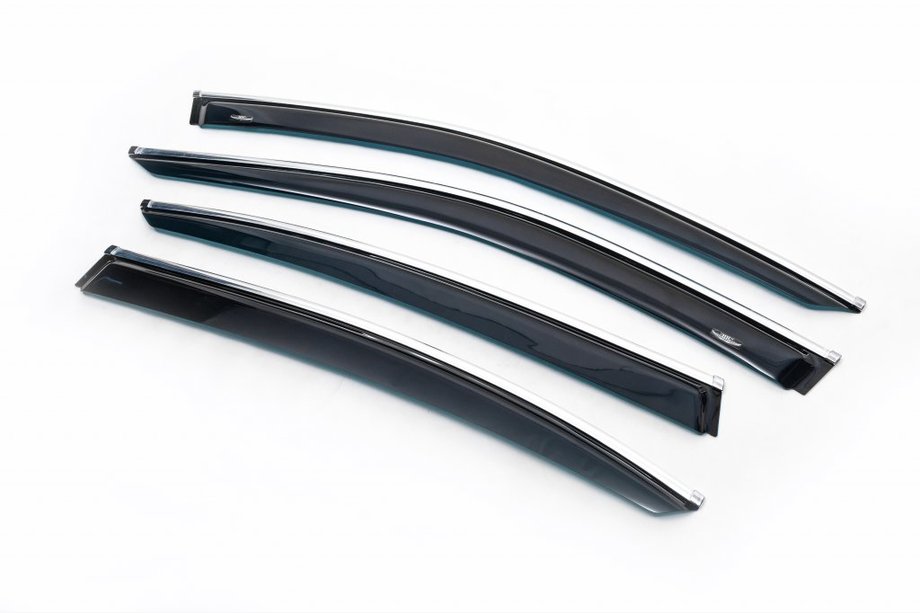 Volkswagen Passat B8 2015-2023 Déflecteurs de Vitres avec Moulure Chromée SD (4 pcs, HIC) Image