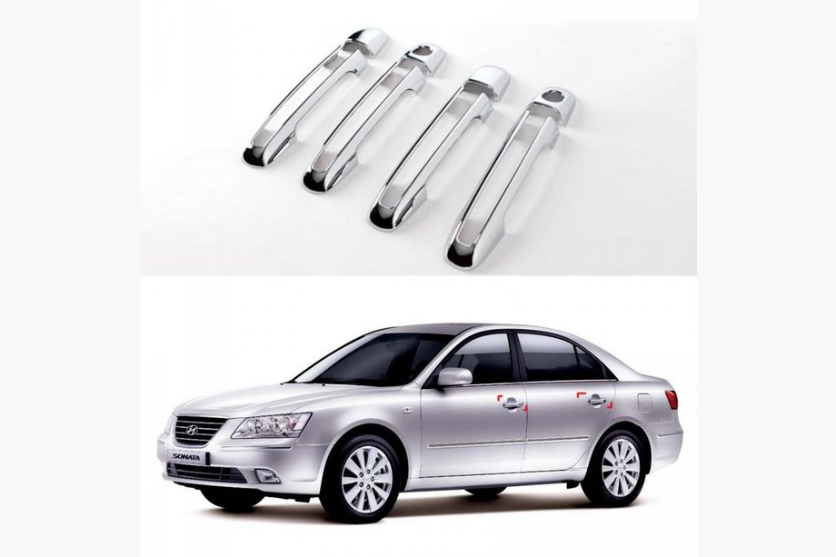 Hyundai Sonata NF 2004-2009 Couvre-poignées de porte chromés (2004-2008, 4 pcs, plastique) Photo 2