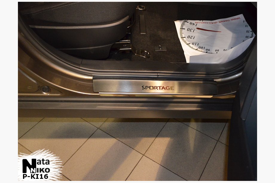 Kia Sportage 2010-2015 Seuils de Porte Nataniko (4 pcs, Inox) Premium - Bande 3M, 0.8 mm Image