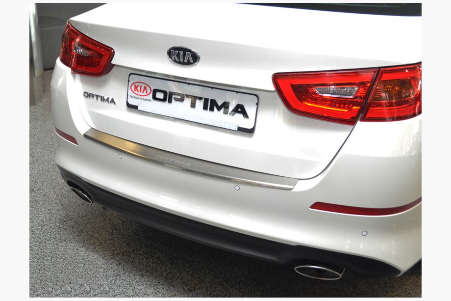 Kia Optima 2010-2016 Protection de pare-chocs arrière avec rebord Nataniko (2014-2016, inox) Image