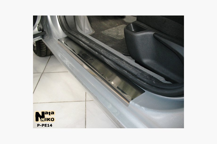 Peugeot 407 2004-2011 Seuils de Porte Nataniko (4 pcs, Inox) Standard - Bande Lohmann, 0,5 mm Photo 1