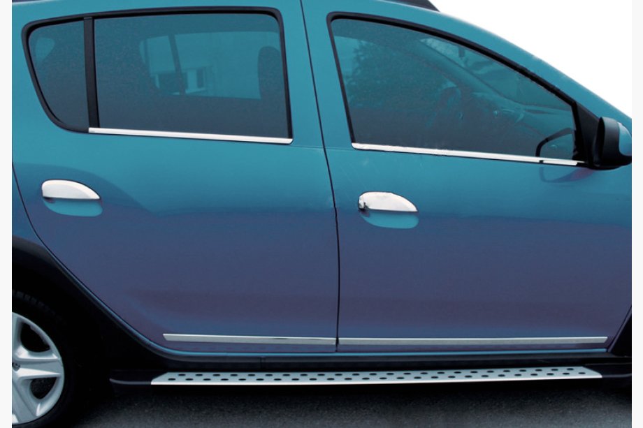 Renault Logan II 2013-2022 Couvre-poignées Chromés (4 pcs, Acier Inoxydable) Carmos - Acier Inoxydable Turc Image