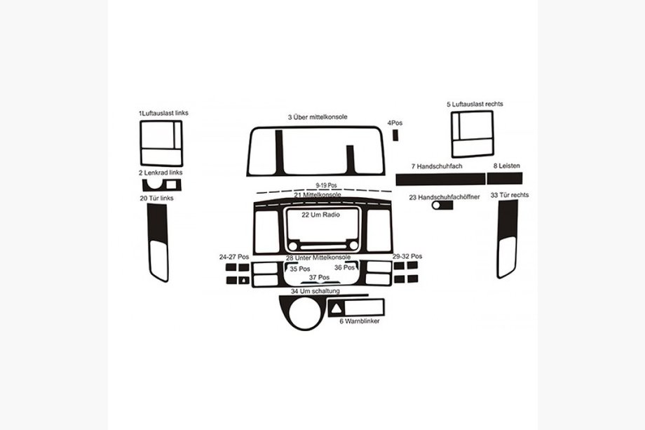 Volkswagen T5 2010-2015 Caches de Tableau de Bord Carbone Photo 2