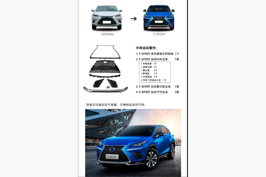 Lexus NX 2014-2021 Calandre avant avec lame F-Sport (2018+) Image