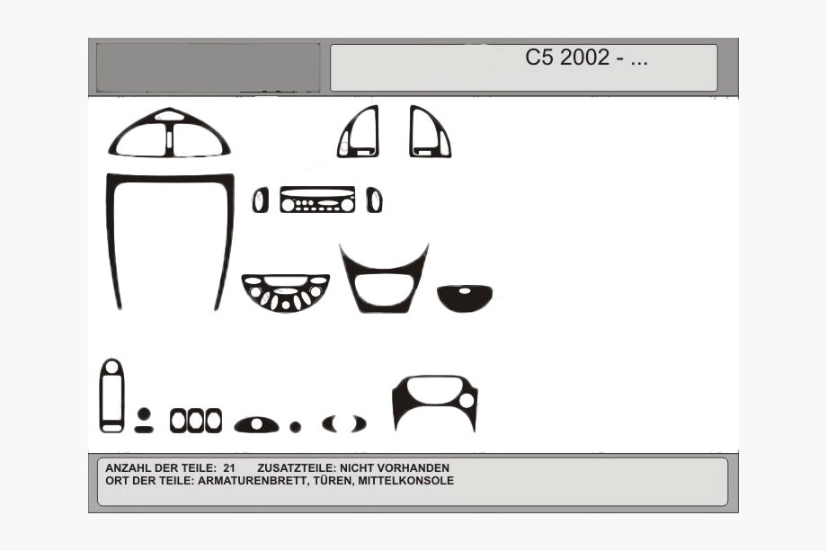 Citroen C-5 2008-2017 Promo ! Garnitures de tableau de bord (aspect carbone) Image