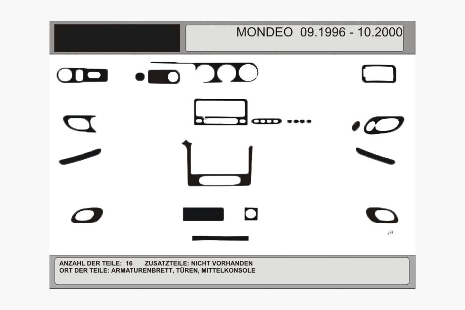 Ford Mondeo 1996-2001 Kit de Garnitures de Tableau de Bord (Aspect Bois 1996-2001) Image