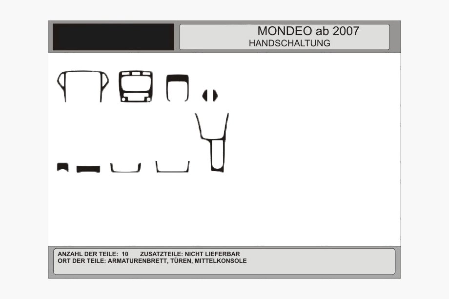 Ford Mondeo 2008-2014 Habillages de tableau de bord (Carbone) Image