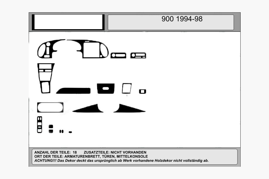 Saab 900 1994-1998 Promo ! Inserts de tableau de bord (bois) Image