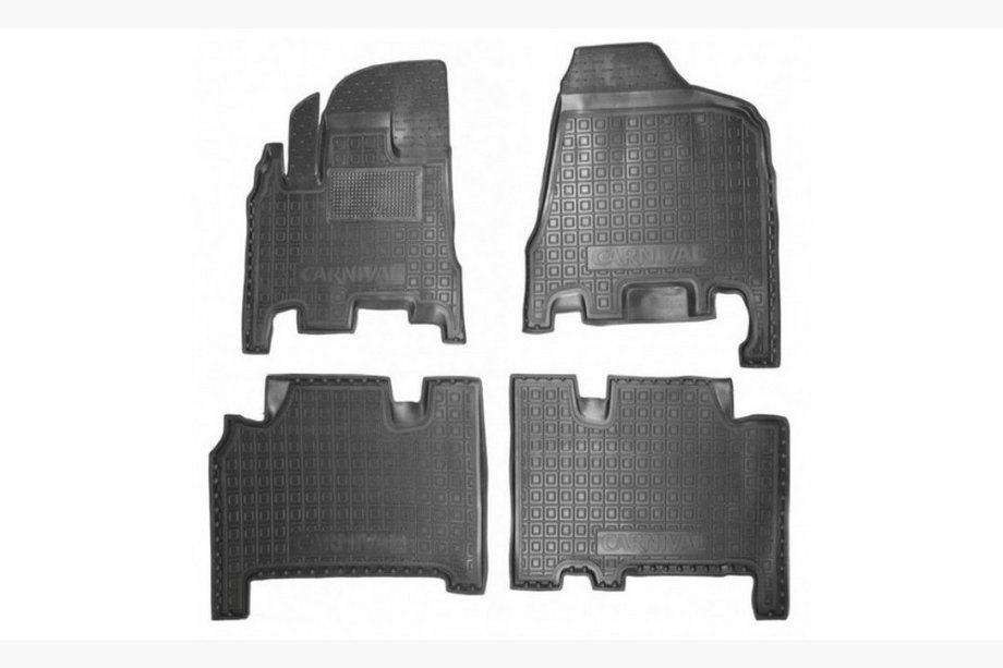 Kia Carnival 2002-2013 Tapis en caoutchouc avec rebord Boite Automatique 2006+ premiere et deuxieme rangee (Autogumm) Image