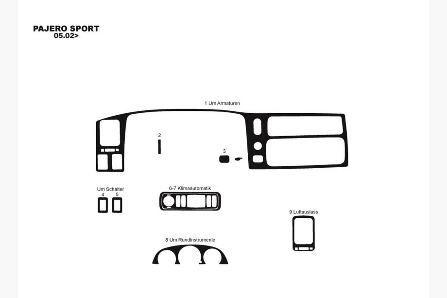 Mitsubishi Pajero Sport 1996-2007 Couvre Tableau de Bord (2002-2007) Aluminium Photo 3