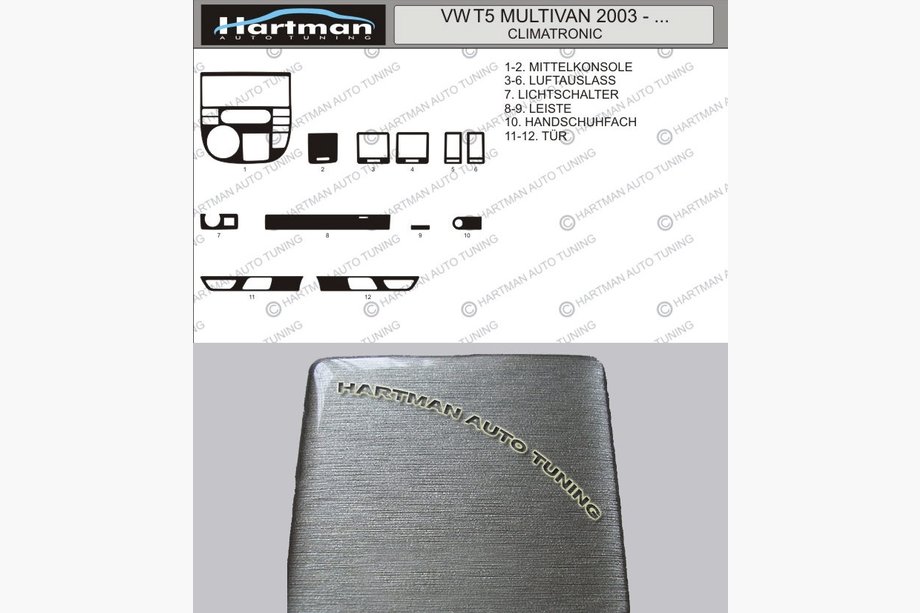 Volkswagen T5 Multivan 2003–2010 PROMO! Inserts de tableau de bord aspect aluminium Image