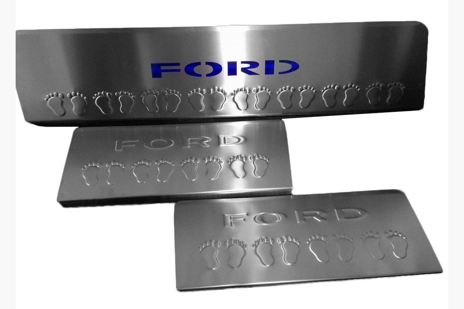 Ford Transit 2014- Seuils de porte LED bleu (3 pcs, inox) Image