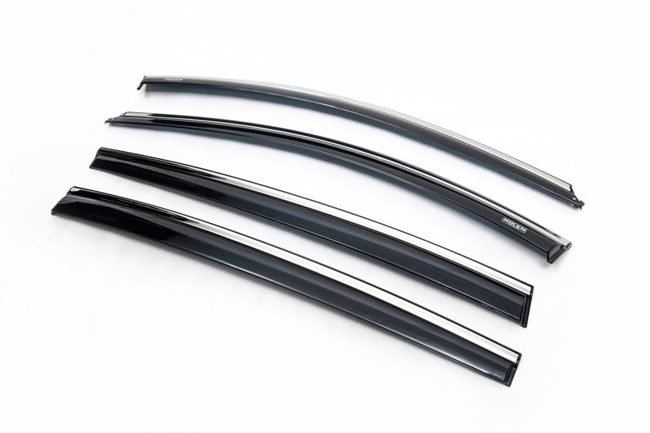 Renault Megane III 2009-2016 Déflecteurs de Vitres avec Moulure Chromée HB (4 pcs, Niken) Image