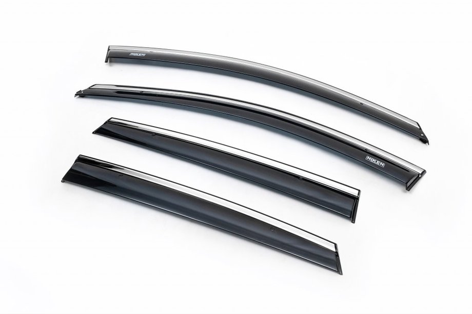 Volkswagen Polo 2010-2017 Déflecteurs de Vitres avec Moulure Chromée HB (4 pcs, Niken) Image