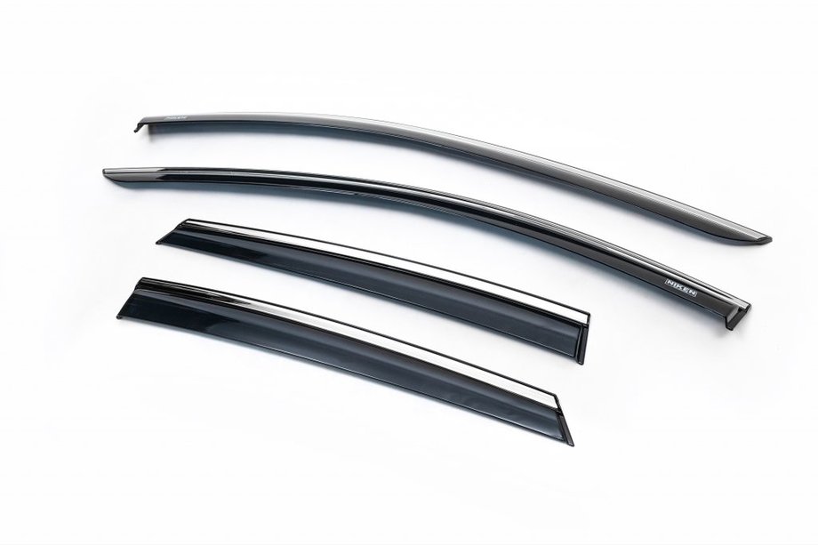 Seat Leon 2013-2020 Déflecteurs de vitres avec moulure chromée (HB, 4 pcs, Niken) Image