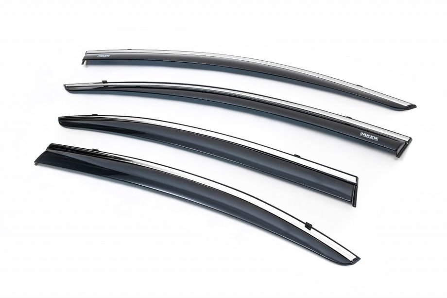Honda Civic Sedan IX 2011-2016 Déflecteurs de vitres avec moulure chromée (4 pcs, Niken) Image
