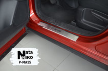 Mazda CX-5 2017–2025 Seuils de porte inox Nataniko (4 pcs, acier inoxydable) Premium - Bande 3M, 0,8mm photo 2