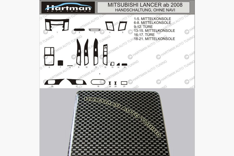 Mitsubishi Lancer X 2008- PROMO ! Inserts de tableau de bord aspect carbone Image