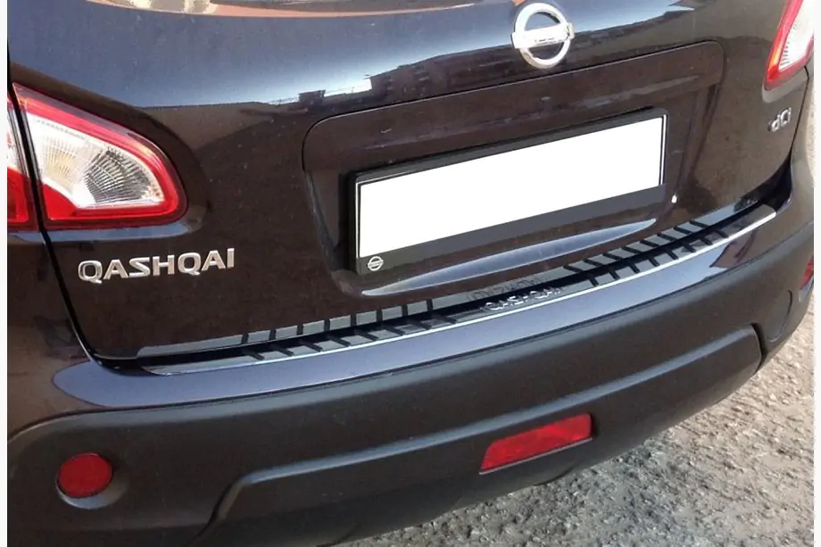 Nissan Qashqai 2010-2014 Protection de pare-chocs arrière avec inserts en caoutchouc (inox) Photo 1