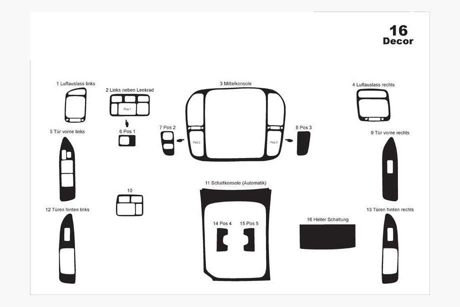 Toyota Land Cruiser 100 1998-2007 Caches de Tableau de Bord Titane Photo 3
