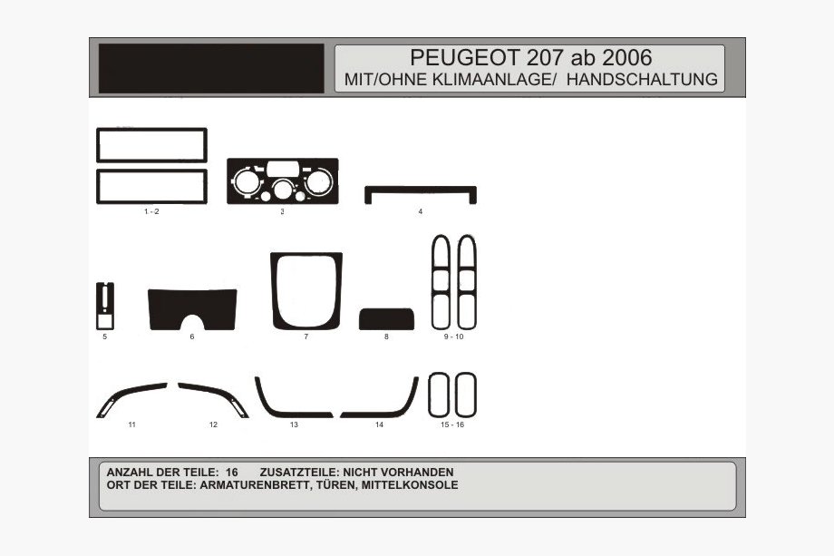 Peugeot 207 2006–2014 Couvre tableau de bord (Hartman) Aluminium Image