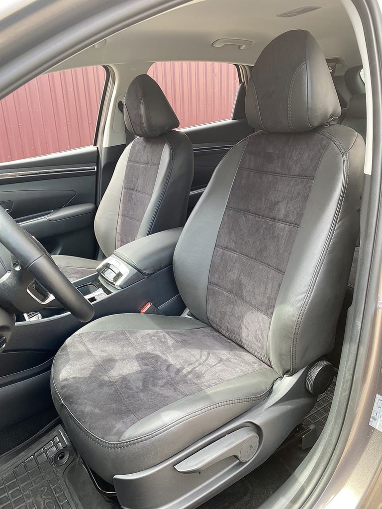 DANETI Ensembles de Housses de siège, pour Hyundai Tucson 4.Gen (NX4) 2021-2024 SWB Cuir Housse de Siege Respirant Imperméable Nonslip Voiture Ensembles De Housses Siège Accessoires,Grey