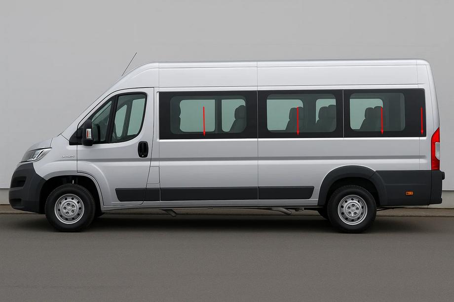 Fiat Ducato 2006-2025 Jeu de baguettes de vitre inférieures inox Image