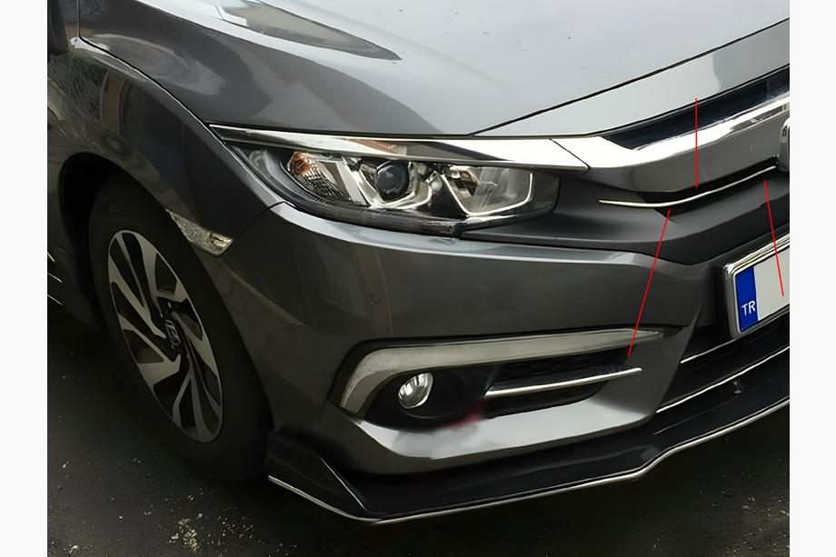 Honda Civic Sedan 2021- Couvre-Calandre Chromés (2 pcs, Acier Inoxydable) Image