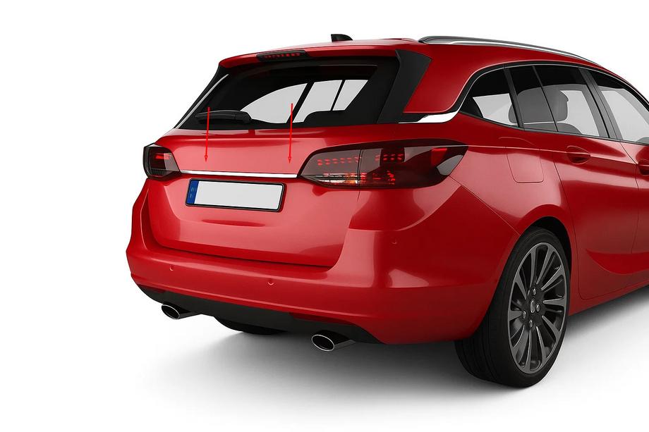 Opel Astra K 2016-2021 Baguette chromée au-dessus de la plaque d'immatriculation (SW, inox) Image