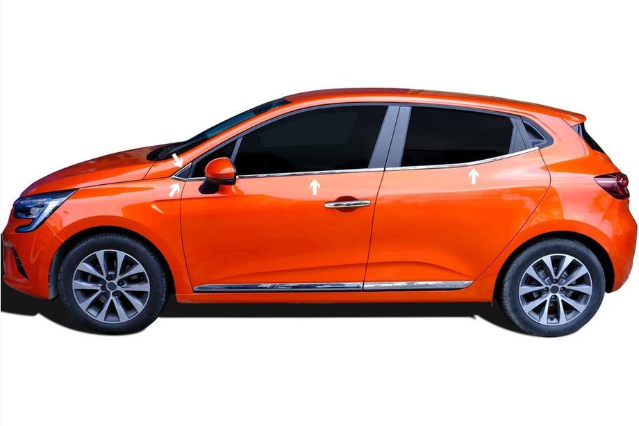 Renault Clio V 2019- Baguettes inférieures de vitres inox (8 pcs) Image