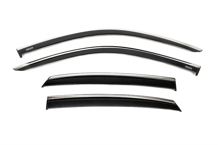 Honda Civic Sedan 2021- Déflecteurs de vitres avec moulure chromée (4 pcs, Niken) Image