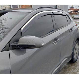Déflecteurs de vitres avec moulure chromée (4 pcs, Niken) Hyundai Kona 2017-2023 photo 2