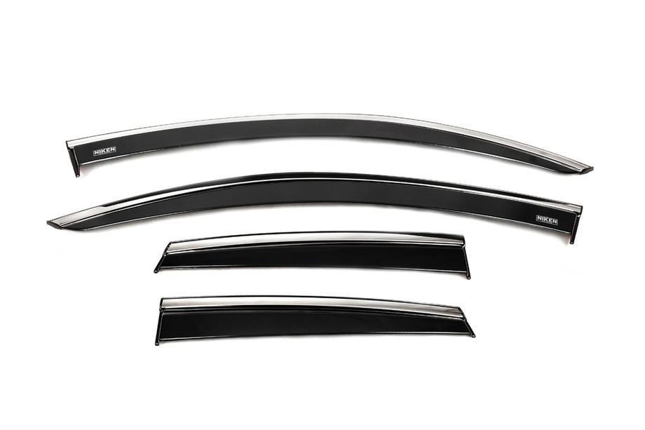 Opel Crossland X 2017-2024 Déflecteurs de vitres avec moulure chromée (4 pcs, Niken) Image