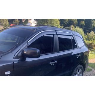 Déflecteurs de vitres avec moulure chromée (4 pcs, Niken) Hyundai Santa Fe 2 2006-2012 photo 1