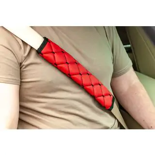 Coussins de ceinture de sécurité ECO (2 pcs, Rouge avec surpiqûre noire) photo 1