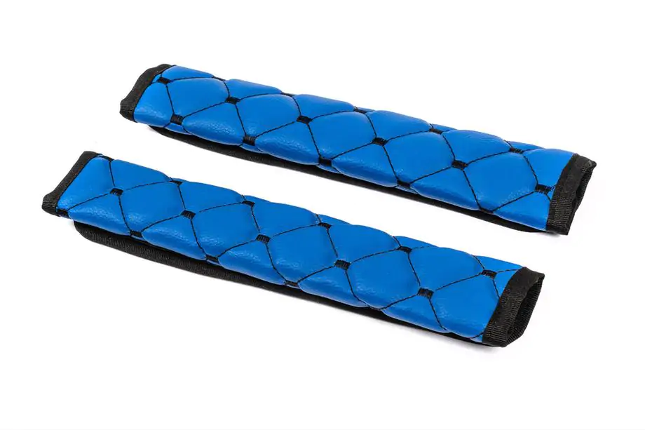 Coussinets de ceinture de sécurité ECO (2 pcs, Bleu avec surpiqûre noire) Photo 4