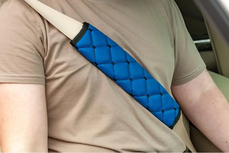 Coussinets de ceinture de sécurité ECO (2 pcs, Bleu avec surpiqûre noire) Photo 1