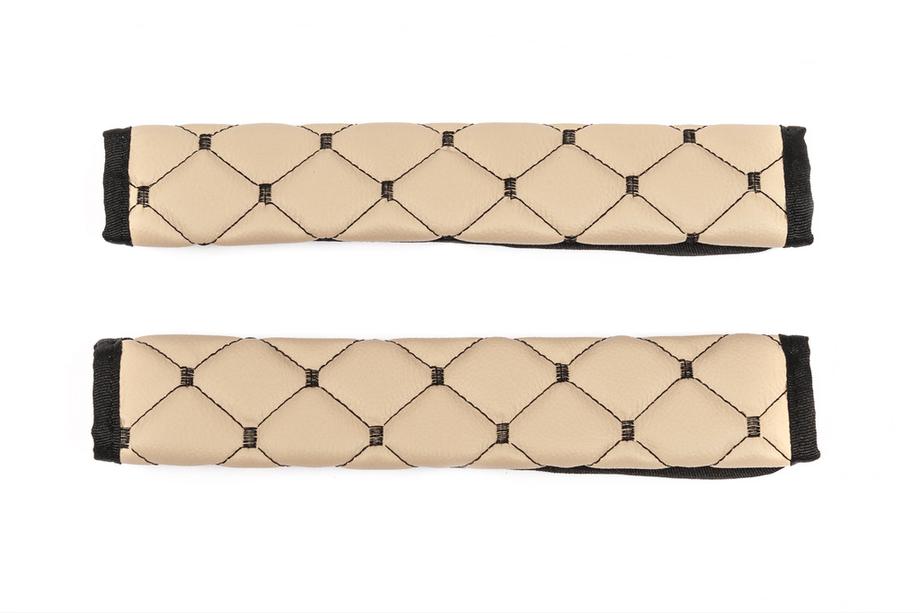Coussinets de ceinture de sécurité ECO (2 pcs, Beige avec surpiqûre noire) Photo 5