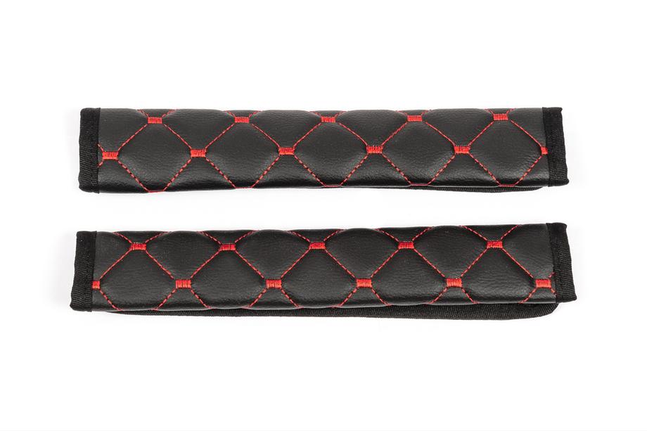 Coussins de ceinture de sécurité ECO (2 pcs, Noir avec surpiqûre rouge) Photo 4