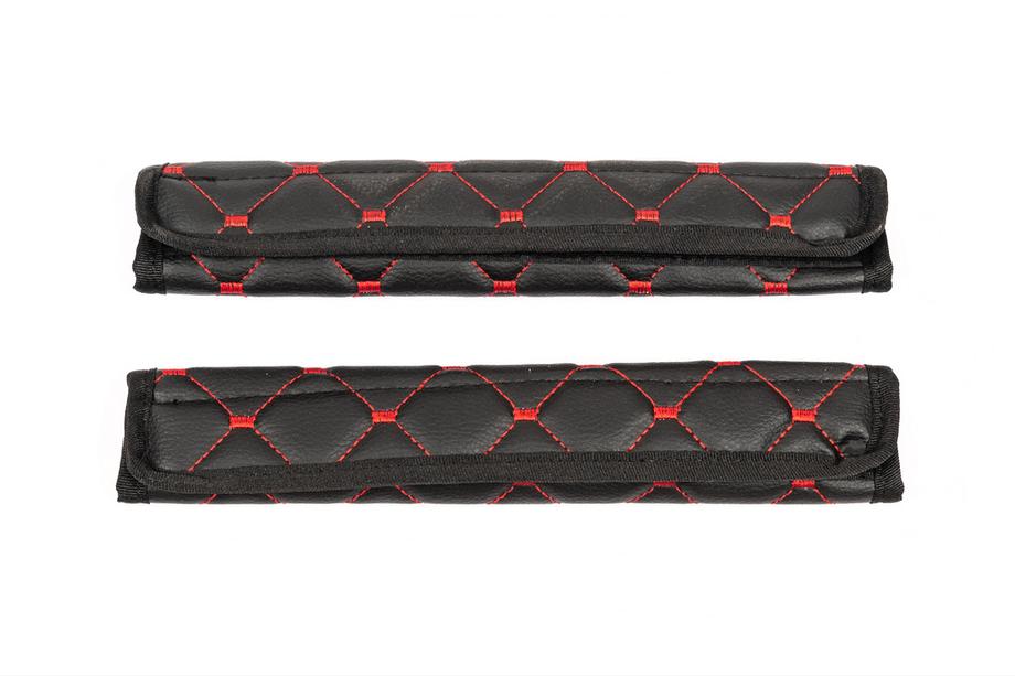 Coussins de ceinture de sécurité ECO (2 pcs, Noir avec surpiqûre rouge) Photo 5