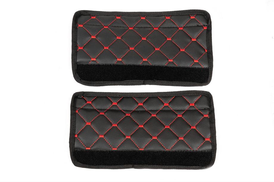 Coussins de ceinture de sécurité ECO (2 pcs, Noir avec surpiqûre rouge) Photo 6